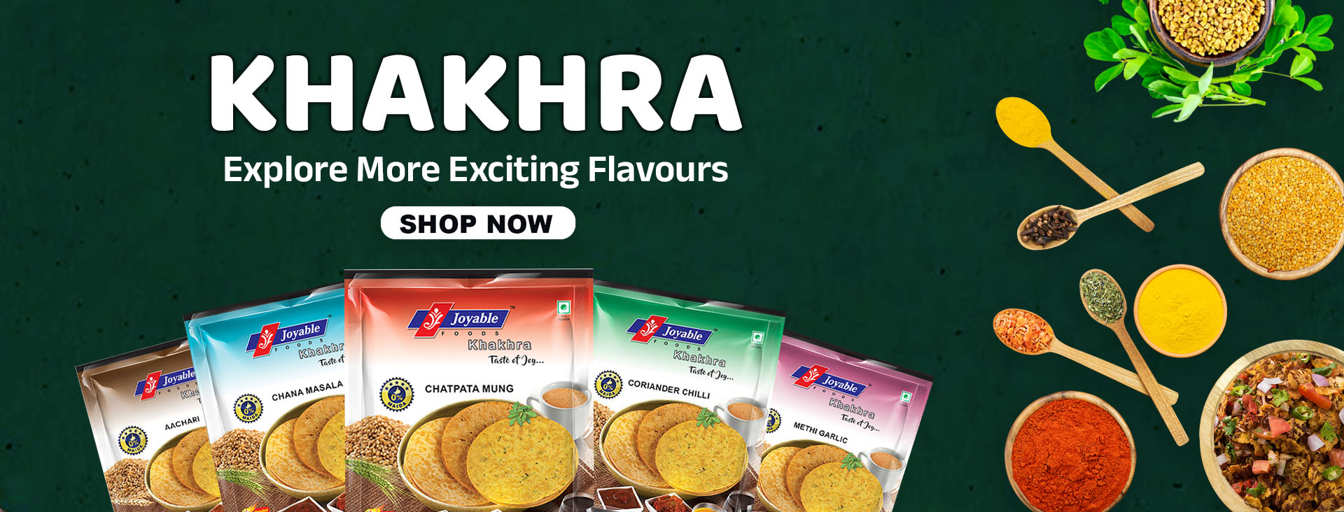 Wide range of khakhra flavours available